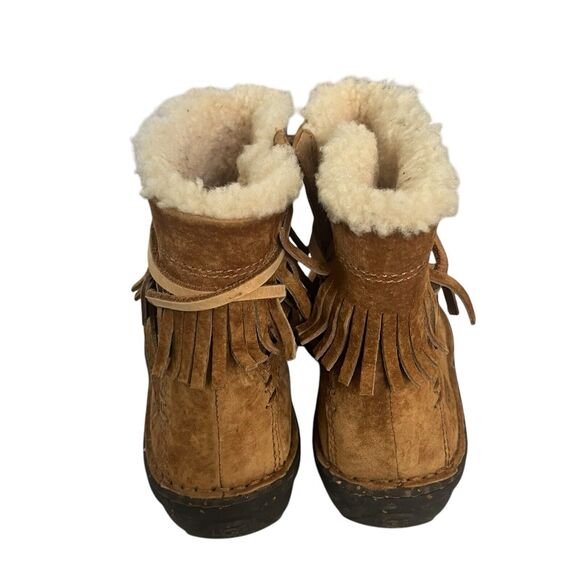 Ugg Boots Gaviota Women's 7 Rubber Sole Chestnut Struct Suede Fringe Sheepskin - Picture 7 of 14